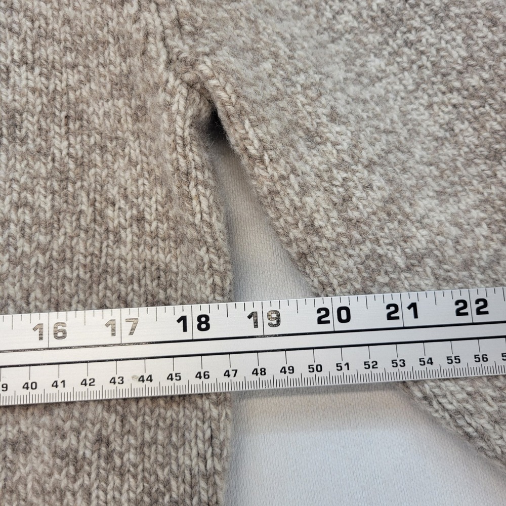 L.L. Bean Sweater Mens Medium Oatmeal Marl 100% Lambswool Chunky Knit Henley - Picture 5 of 8